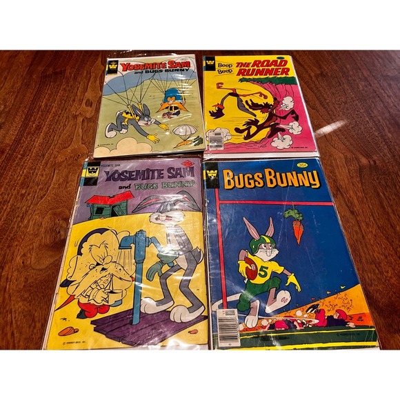Vintage Whitman Looney Tunes Comics Bugs Bunny Yosemite Sam Used Lot of 4 VTG - Picture 1 of 16